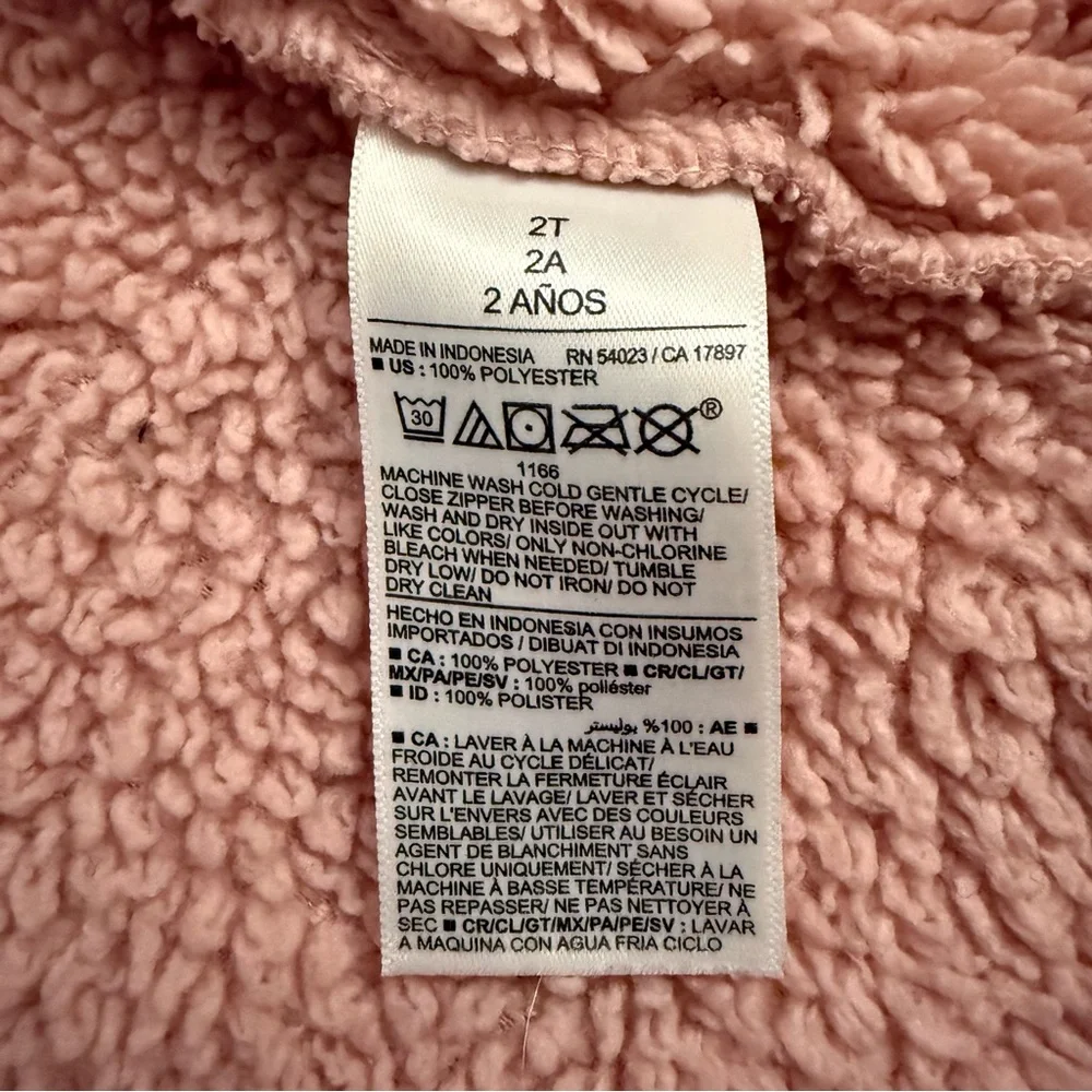 Old Navy Toddler Pink Sherpa‎ Hoodie Jacket w/ Bear Ears Cozy Fleece 2T